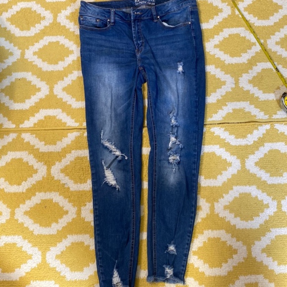 RESFEBER Los Angeles Collection Skinny Boyfriend raw hem distressed jeans 12